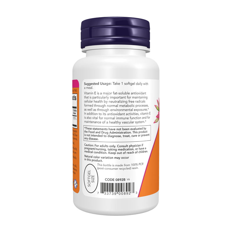 NOW Foods Supplements, Vitamin E-400 IU Mixed Tocopherols, Antioxidant Protection*, 100 Softgels 100 Count (Pack of 1)