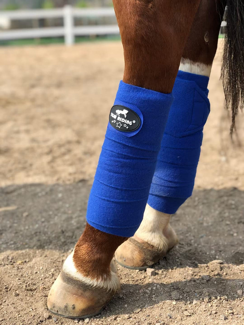 TGW RIDING Horse Polo Leg Wraps, Horse Leg Wraps, Horse Fleece Bandages,4-Pack Royal Blue - BeesActive Australia