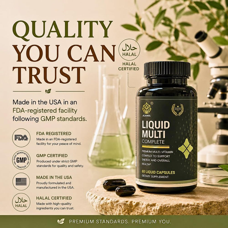Liquid Multivitamin Complete – Energy & Overall Wellness Support with 29 Essential Nutrients, Halal Supplement, Made in USA