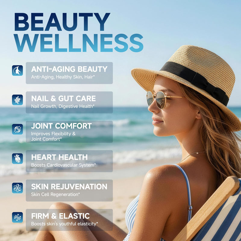 11 in 1 1008mg Collagen Complex Proprietary Blend with Type V Collagen, Biotin, Hyaluronic Acid - Multi Collagen Capsules for Women Men Supports Skin, Joints, Hair & Nails, 60 Capsules