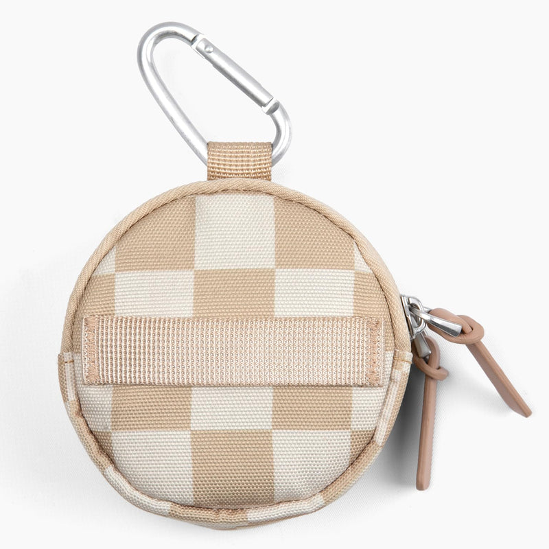 Snackpack Double Insulated Dog Treat Pouch - Holds 1.5 Cups - Dog Training and Walks Snack Bag, Two Pockets for Dry or Wet Treats, Attaches to Leash, Belt, or Bag - Checkerboard Tan Checkerboard - BeesActive Australia