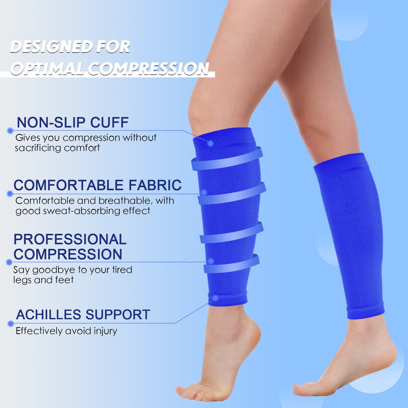 Geyoga 6 Pairs Calf Compression Sleeve for Men Women Football Leg Sleeve Elastic Calf Support Sock for Sports Cycling Running Basketball X-Large