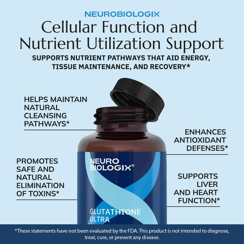 Neurobiologix Glutathione Ultra, Antioxidant Complex, 60 Capsules | Vitamin C, A, B2, B6, Zinc, Selenium & Manganese, Taurine & Quercetin, Gluten-Free