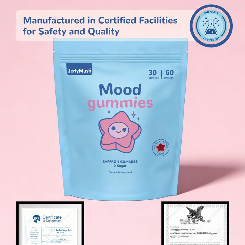 Saffron Gummies for Kids - Saffron with GABA, Passion Flower & St Johns Wort, Sugar Free, Support Mood & Focus Calm Gummies, Natural Berry Flavor (60 Gummies)