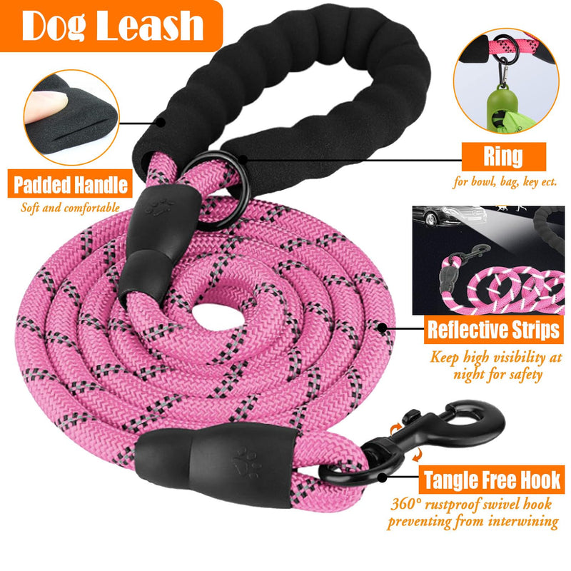 No Pull Dog Harness, Collar & Leash Set | Includes Dog Seat Belt, Collapsible Bowls & Poop Bag Dispenser. Ideal for Training, Walking, Hiking. Fits Small to Large Dogs(Pink-M) Medium Pink - BeesActive Australia