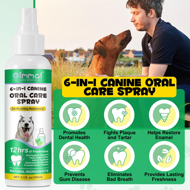 Oral Care Spray for Dogs, Pet Breath Dental Care Spray with Natural Ingredients, Dog Breath Freshener for Bad Breath, Plaque and Tartar, Pet Health Supplies Teeth Treatment Spray - 5.1 Fl Oz / 150ml - PawsPlanet Australia