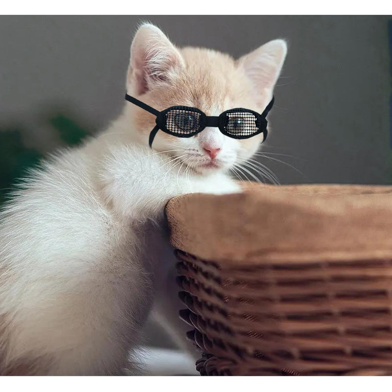 2 Pack Cats Mesh Eye Patch Cat Sunglasses Eye Mesh Cover Glasses Lightweight Cat Mesh Eyewear Eyepatch Eye Covering Wounds Protector for Kitten Pets Dogs
