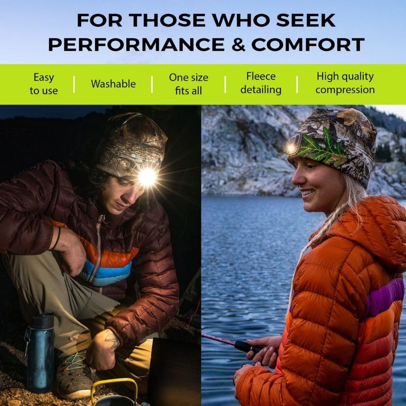 Panther Vision POWERCAP LED Hat Light 150 Lumens Rechargeable Fleece Beanie with Bright Built-in Headlamp Waterproof LED Warm One Size Cap Real Tree Edge 3.0
