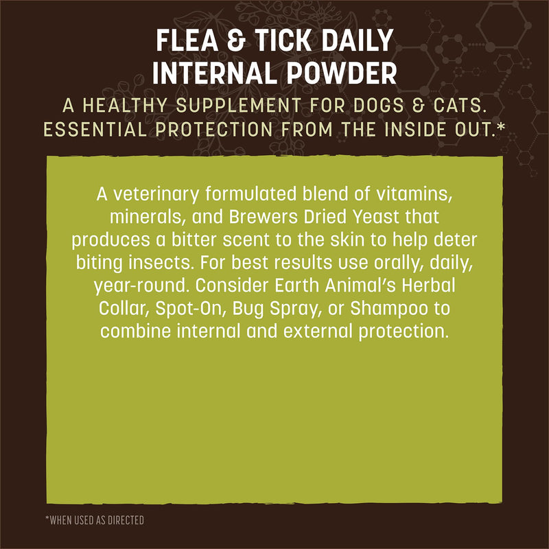 Earth Animal Apothecary Natural Flea & Tick - Daily Internal Powder Supplement for Dogs & Cats - 1 lb