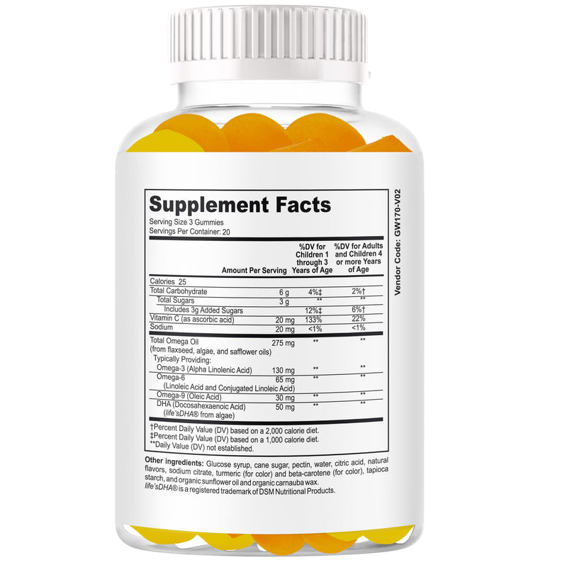 Plus Brain Booster Omega 3 Kids Focus and Attention Supplements for Cognitive Health, Support Memory, Mental Clarity, Concentration for Children and Teens - Fruity Flavor Vitamins 60 Count