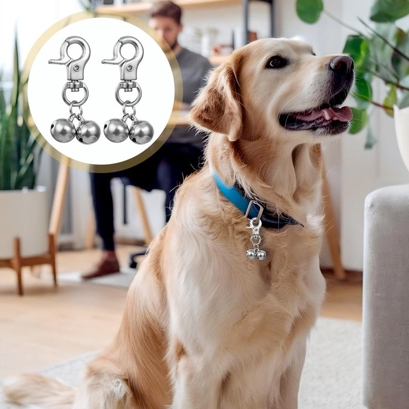 Bell for Dog Collar, 2 Pcs Silver Cat Collar Bell with Snap Clips Small Pet Training Charm Pendants Dog Collar Accessories for Pet Dog Cat Necklace Collar DIY Keychains Crafts - BeesActive Australia