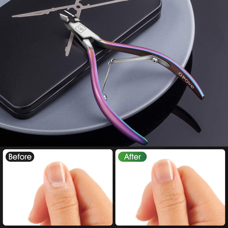 Cuticle Trimmer Cuticle Nippers Clippers Stainless Steel Hangnail Remover Extremely Sharp Cutter Pedicure Manicure Tool, opove X7 Rainbow Gradient - BeesActive Australia