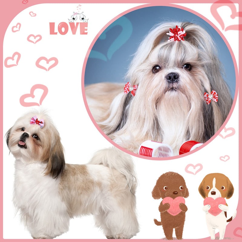 Weewooday 70 Pieces Dogs Hair Dog Bows with Rubber Band Dog Bowtie Pet Hair Accessories Puppy Bowknot Topknot Pet Grooming Bows for Independence Day Christmas Small Puppy Decor(Romantic Style) Romantic Style - BeesActive Australia