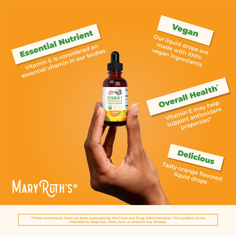 MaryRuth Organics USDA Vitamin E Liquid Drops 2 Month Supply | Bone and Joint Health | Cognitive Health for Adults and Kids | Sugar Free, Vegan, Non-GMO, Gluten Free | 2 Ounces - BeesActive Australia