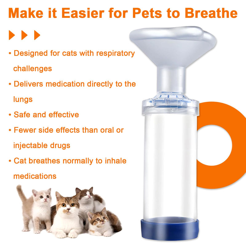 Inhaler Spacer for Cats or Dogs, Generic Pet Inhaler Attachment with 2 Silicone Masks of Different Size, Portable Nebulizer, Home or Outdoor First Aid, Animal Adapter for Cats and Small Dogs