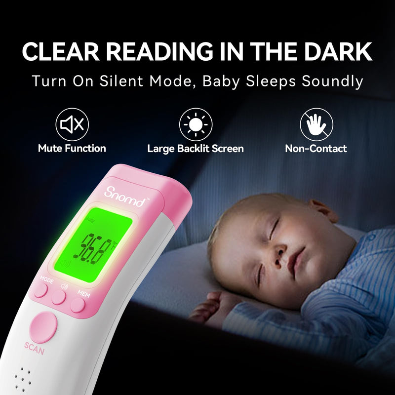 Digital Non-Contact Infrared Forehead Thermometer for Adults, Kids, and Baby, 3-in-1 Medical Grade Thermometer with Fever Indicator, Instant Reading, Backlit LCD Display JXB-183
