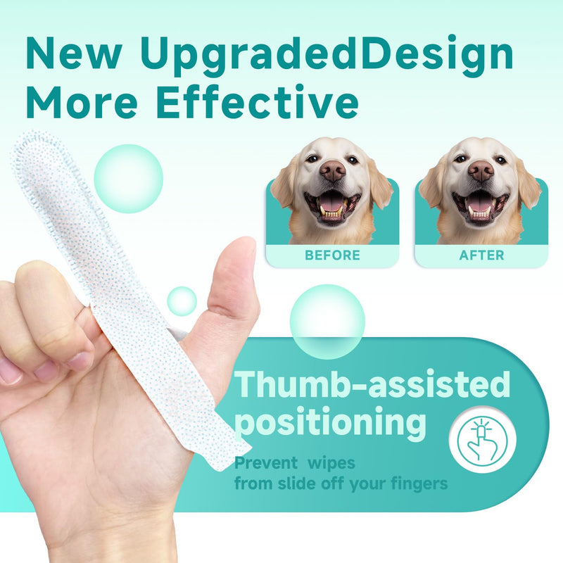 Pet Dental Finger Wipes for Dogs & Cats, Dog Teeth Cleaning Wipes Tooth Brushing Kit by Remove Plaque and Tartar & Freshens Breath Buildup No-Rinse Dog Finger Toothbrush White - BeesActive Australia