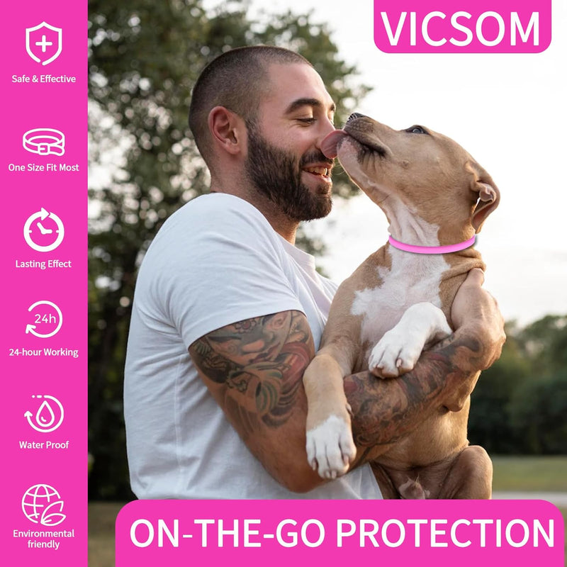 4 Pack Flea Collar for Dogs, Dog Flea and Tick Collar 8 Months Flea and Tick Prevent for Dog, Waterproof Adjustable Dog Flea Collar, Tick and Flea Collar for Large Small Dogs Puppy Flea Collar, Pink - BeesActive Australia