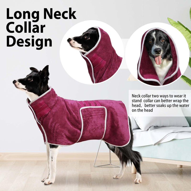 Dog Bathrobe Towel Dog Drying Coat - Super Absorbent Dog Towels Bath Robe for Drying Dogs Large, Soft Adjustable Collar & Belly Strap Fast Drying Coat Pet Dog Cat Bath Robe Towel (Purple, 3X-Large) Purple - BeesActive Australia
