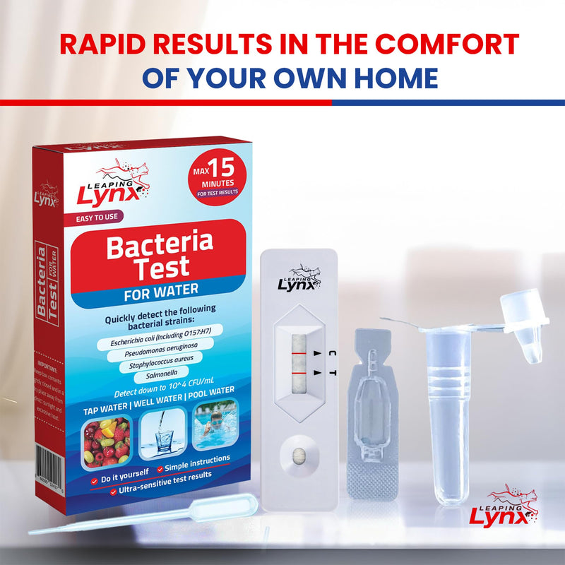 Bacteria Water Test Kit – Coliform, E. coli & Salmonella Detection for Well & Tap Water | Rapid Home Drinking Water Screening Kit with Lab-Quality Results | Leaping Lynx