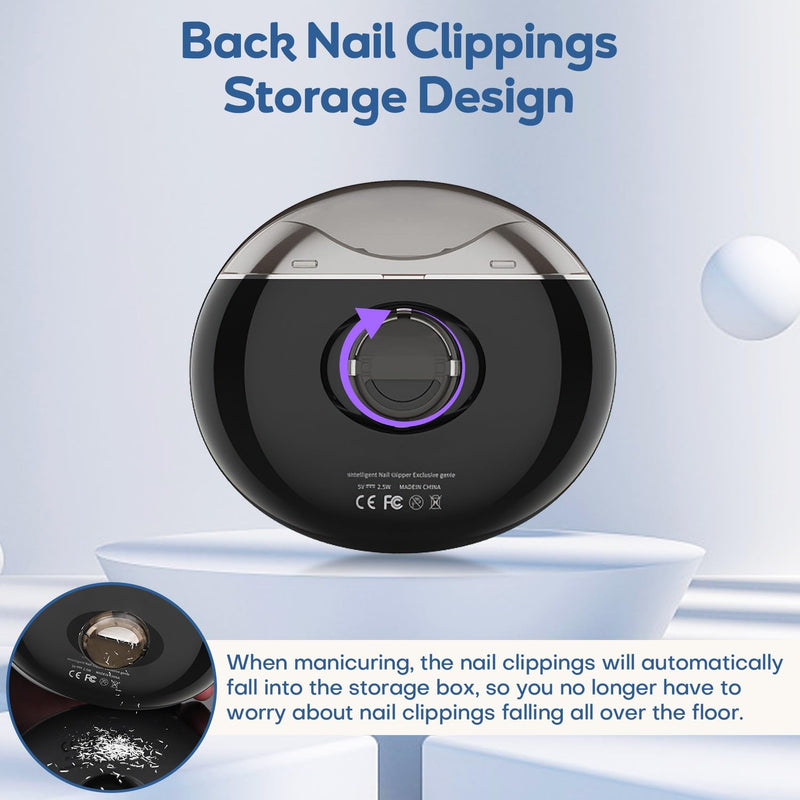 Electric Nail Clipper & Nail File - Baby Electric Nail File with Automatic Trimmer with LED Light - USB Rechargeable Electric Nail Clipper with Built-in Storage for Baby, Kids, Adults, Seniors
