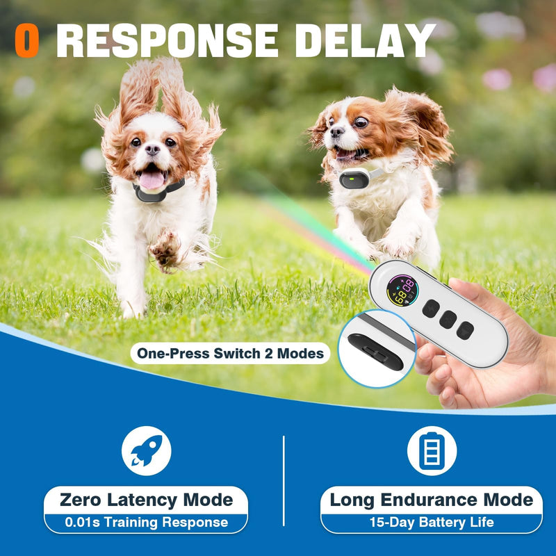 Ultra-Small Dog Shock Collar for 2 Dogs, Ultra-Light & Thin Dog Training Collar with 1300ft Remote, Tailoredfor Small Dogs 5-15lbs & Medium Dogs, 198-Level Control, Waterproof, Rechargeable(White) White - BeesActive Australia