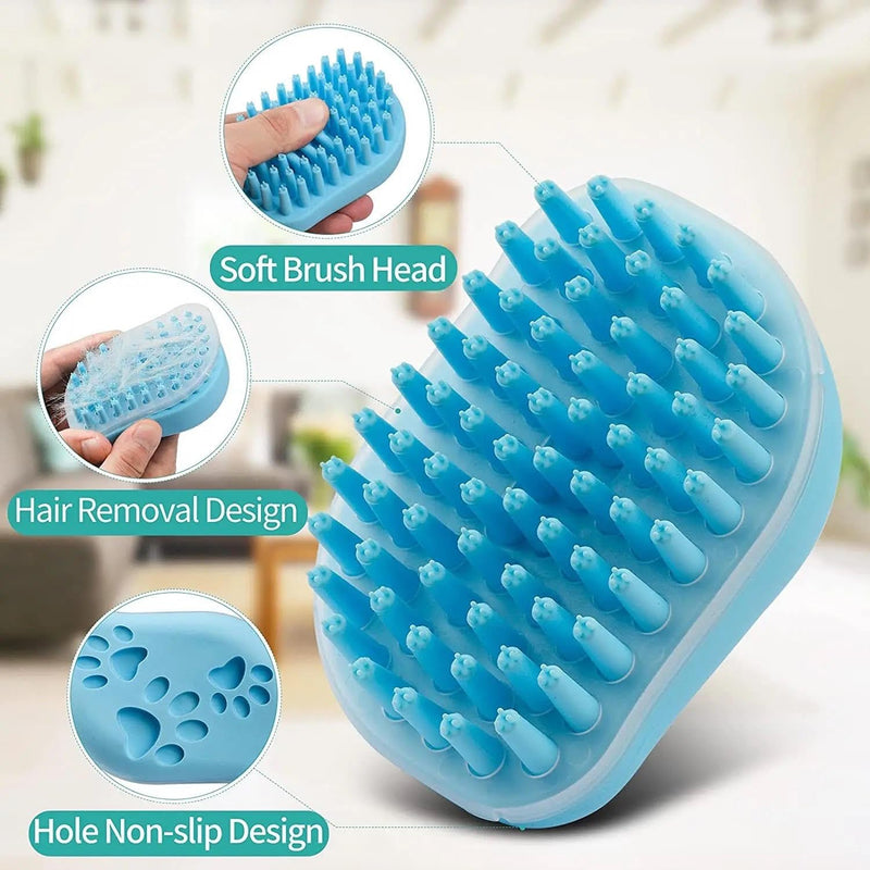 2Pack Dog Bath Brush - Dog Shampoo Brush Scrubber - Dog Bath Brush With Soap Dispenser - Dog Scrubber for Bath - Short Long Haired Dogs and Cats Washing - Pet Bath Massage Brush - Soft Silicone Blue and Green - BeesActive Australia