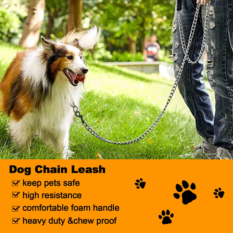 Heavy Duty Metal Dog Leash, 6 FT Chew Proof Pet Leash Chain with Soft Padded Handle for Large & Medium Size Dogs (6 FTx3 mm (30-120 lbs)) 6 FTx3 mm (30-120 lbs) - BeesActive Australia