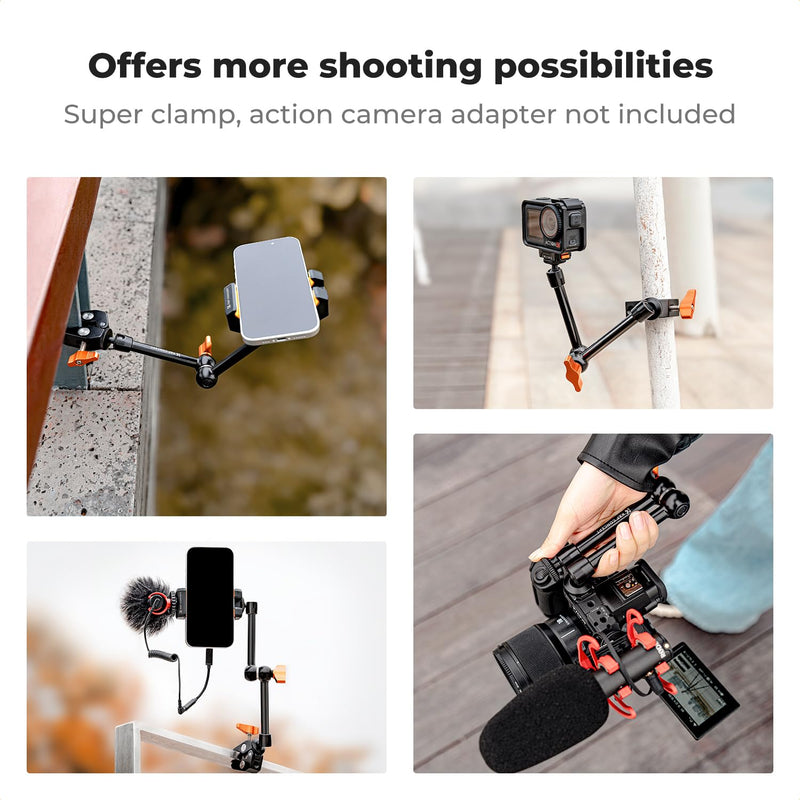 K&F CONCEPT 9.8" Magic Arm, 1/4" Screw Camera Mount Arm 360° Ball Heads for DSLRs, Monitor, Flash, LED Light, Microphone, Camera Cage, Action Camera 9.8" Arm