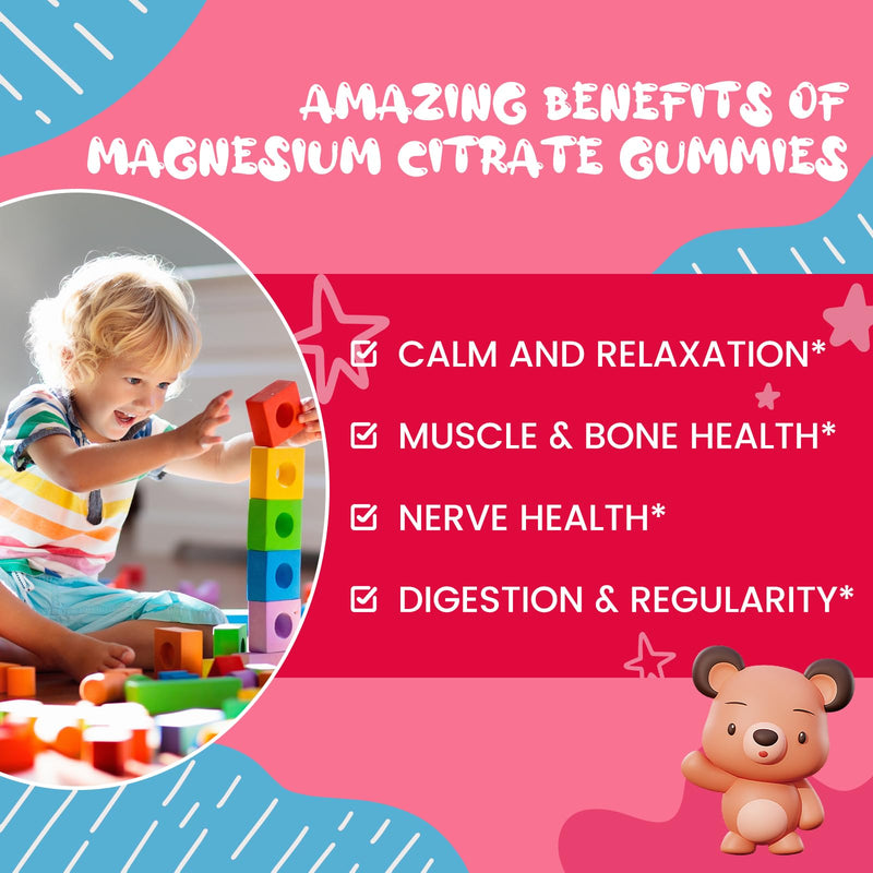 (2 Pack) Magnesium Gummies for Kids - Magnesium Citrate Supplement with Vitamin B6, L-theanine, Chamomile & Lemon Balm - Calm Magnesium for Kids & Adults Sleep, Relaxation - Strawberry,120 Gummies 120 Count (Pack of 1)