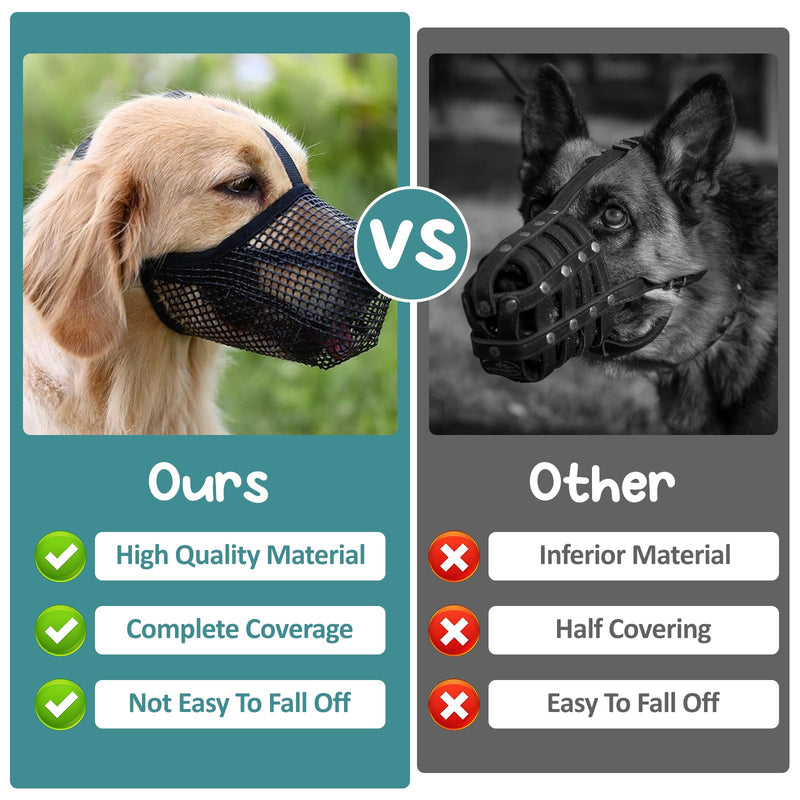 Breathable Mesh Muzzle, XS Muzzle for Pets, Soft Nylon Muzzle, Black Muzzle for Anti Biters, Muzzle with Adjustable Loop, Adjustable Muzzles for Puppies Outdoors - BeesActive Australia