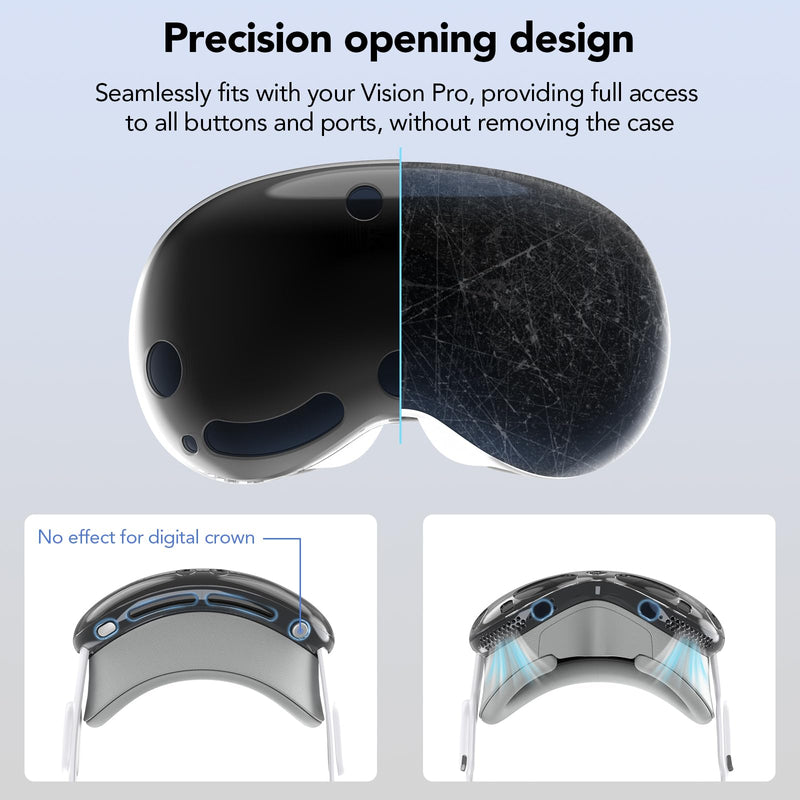 Upgraded Compatible with Apple Vision Pro Case TPU Protective Cover Case for Vision Pro VR Headset 2024 Accessories [Fit Air Holes Perfect] (Transparent) - BeesActive Australia