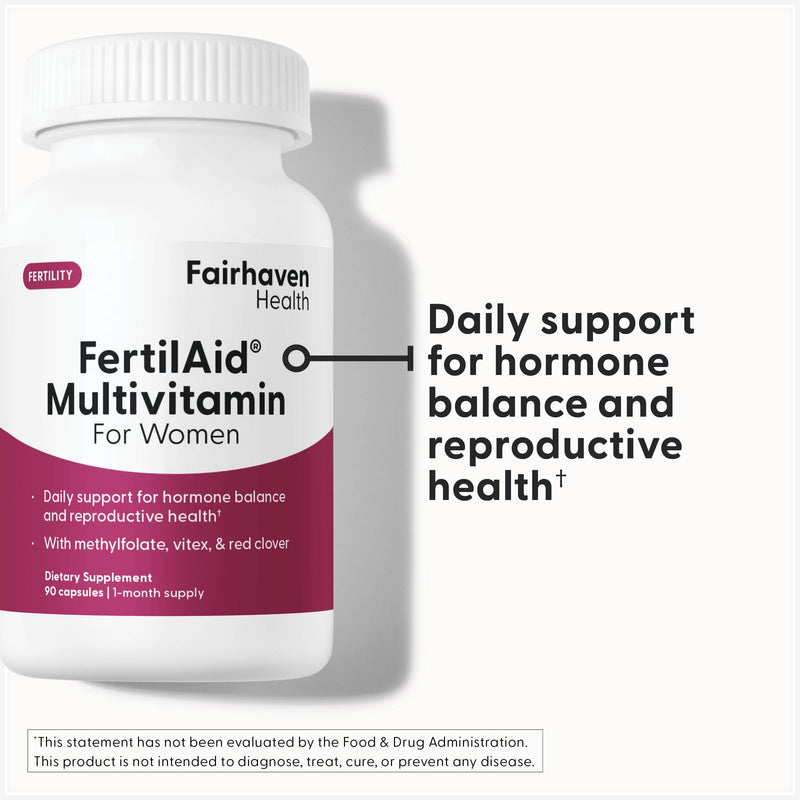 Fairhaven Health FertilAid for Women | Prenatal Vitamin Fertility Supplements for Women | Conception for Her with Vitex and Folate | Support Cycle Regularity and Ovulation* | 180 Vegan Capsules 90 Count (Pack of 2)