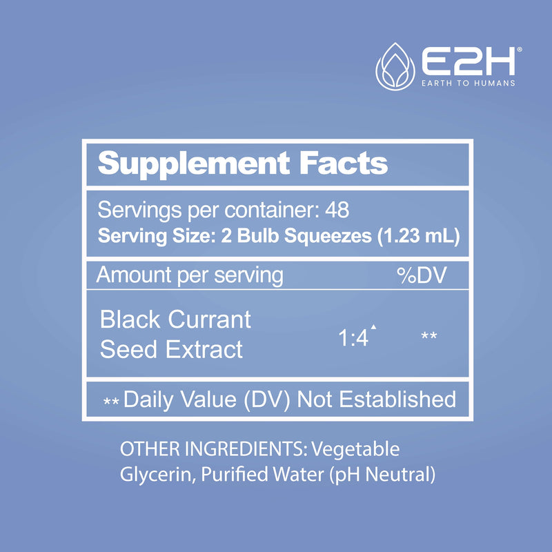 E2H Natural Black Currant Extract, Cold Pressed Black Currant Seed - Immune System Health - Fast Absorbing Liquid (2 Bottles) 2 Fl Oz (Pack of 2) - BeesActive Australia