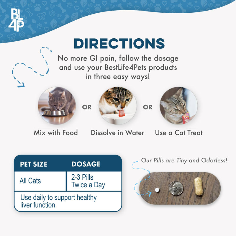 Hepatic Liver Support for Cats Dissolvable,Homeopathic, Digestive Feline Supplement for Liver Detox and Nutrient Absorption 100% All Natural, Easy to Give, Free of Chemicals or Additives, 400 Pills - BeesActive Australia