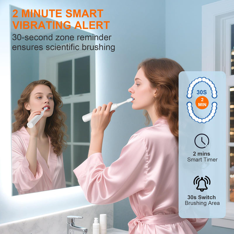 H2ofloss Sonic Electric Toothbrush and Water Flosser Combo, Rechargeable 2000mAh Toothbrush and 2500mAh Oral Irrigator with 300ml Tank, 4 Brush Heads, 5 Nozzles, 2 in 1 for Home and Travel (White) White