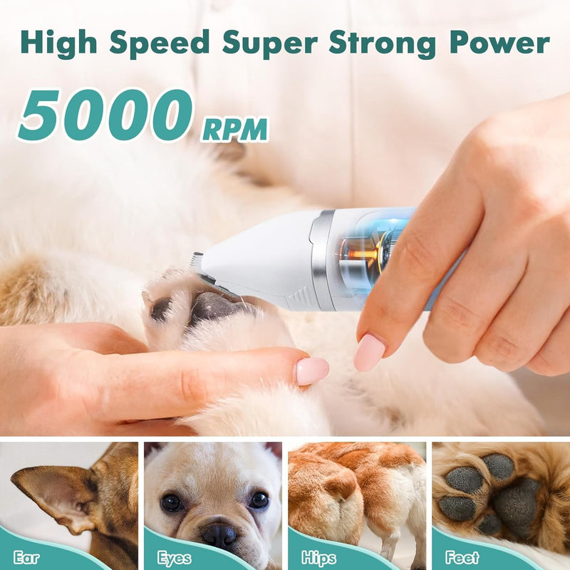 Quiet dog clipper, Lovcoyo professional clipper dog cat with LED display, dog paw trimmer, electric pet hair trimmer set for dogs cats paws, face, body white - BeesActive Australia