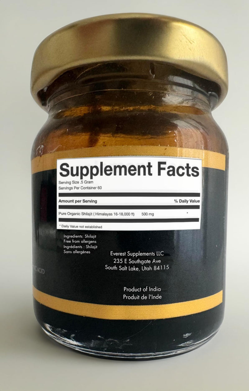 Pure Himalayan Organic Shilajit Resin - Gold Grade 500 mg Maximum Potency Natural Shilajit Resin with 85 Trace Minerals & Fulvic and Humic Acid for Energy Immune Support, 30 Grams 29.98 Grams - BeesActive Australia