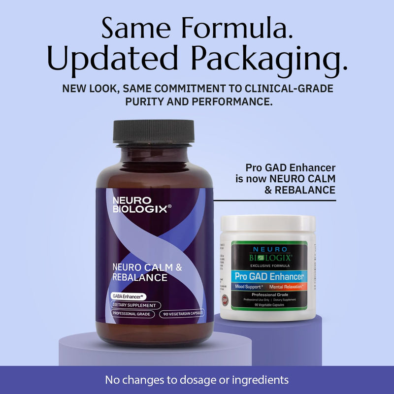 Neurobiologix Neuro Calm & Rebalance, L-Theanine, Kava Kava, 90 Capsules | Magnesium & Zinc, Mood Balance, GABA Activity Support, Gluten-Free, Vegetarian