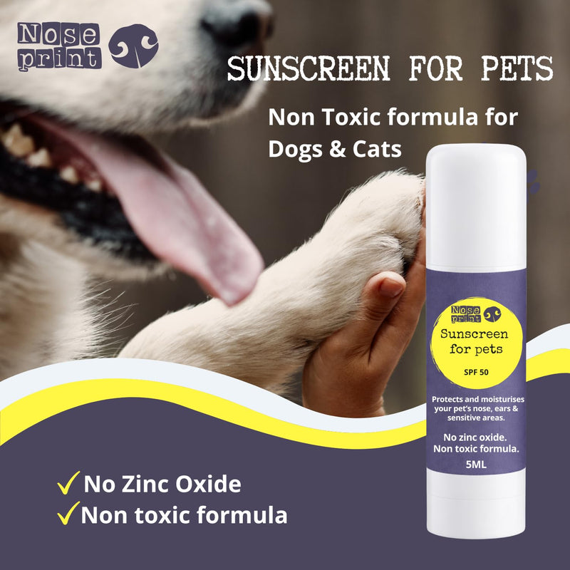 Pet Sunscreen Stick SPF 50, Zinc Oxide Free, Non-Toxic, for Dogs and Cats, 2 x 5ml, Nose, Ears and Sensitive Skin
