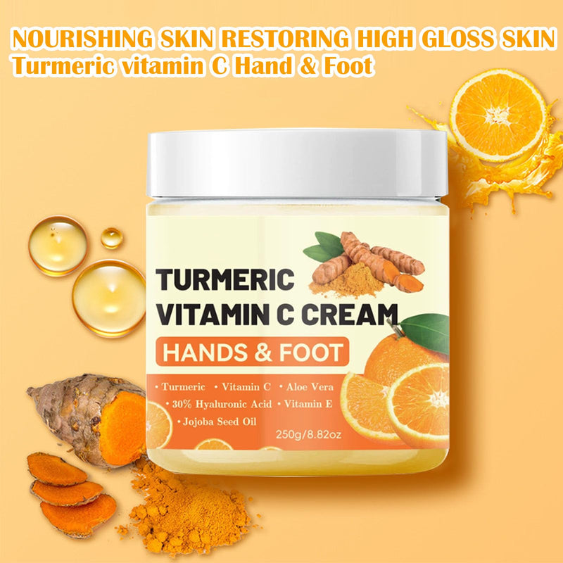 Turmeric & Vitamin C Hand Foot Cream with 30% Hyaluronic Acid - Anti Cracking Foot Cream Intense Moisturizing Vitamin C Lotion Softens and Nourishes Dry, Cracked Heels & Hands- 8.82 Oz - BeesActive Australia