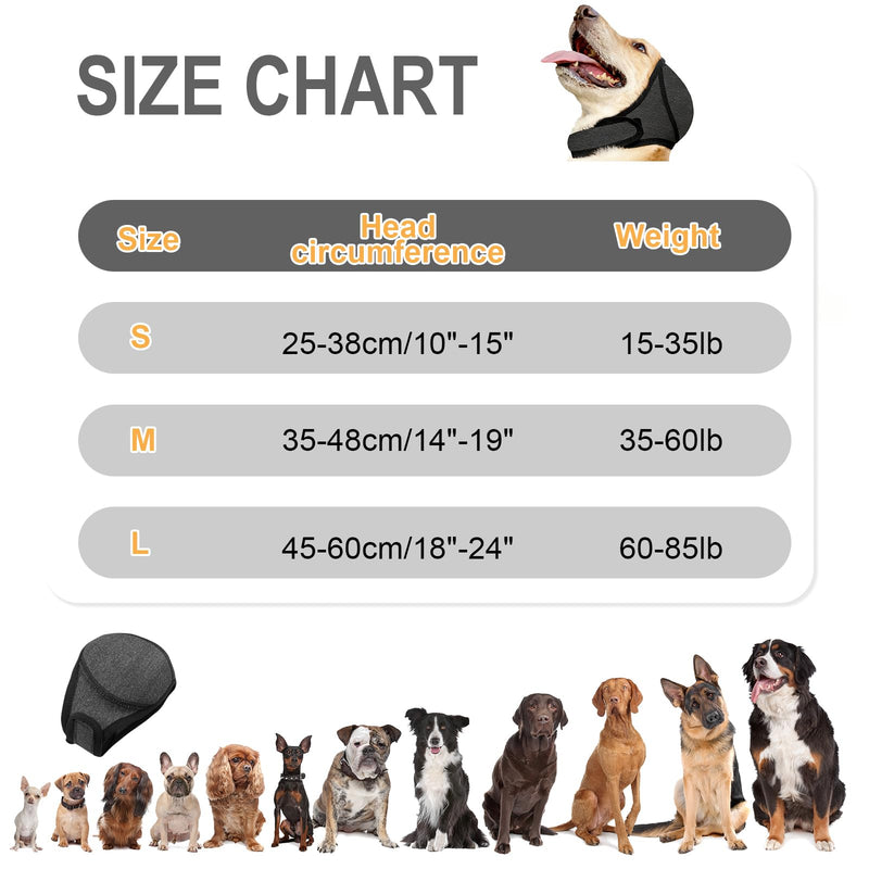 Dog Ear Muffs,no Flap Ear Wraps for Dogs,Dog Ear Covers for Bath,Drying Swim Noise Ear Protection for Dogs for Fireworks Traveling(Grey,L)