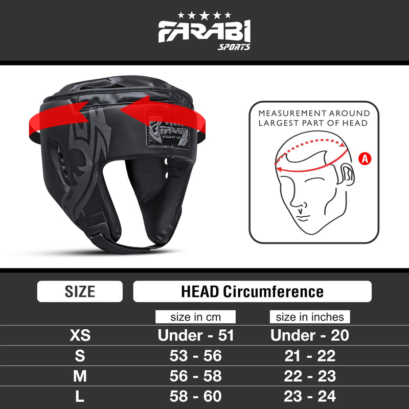 Farabi Sports Boxing Headgear with Adjustable Strap Sparring Gear MMA, Muay Thai, Kickboxing, Martial Arts, Karate, Head Gear Black X-Large
