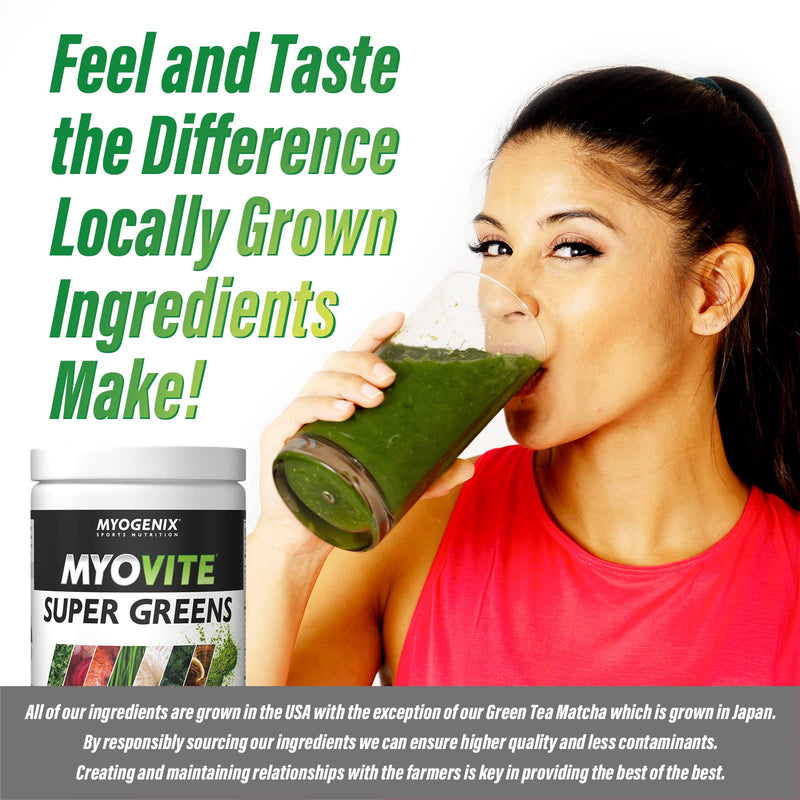 Myogenix MyoVite Super Greens Supplement Powder - Super Greens Powder for Men and Women, Daily Vitamin Supplement for Optimum Nutrition, Grown in USA - Organic Supplements, 30 Servings