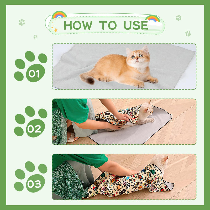 Cat Grooming Wrap, Cat Restraint Calming Wrap, Self-Adherent, Anti-Bite, Anti-Scratch, Anti-Escape Calming Wrap for Nail Clipping- Multifunctional Pet Tool (L(54 * 56CM)) L - BeesActive Australia