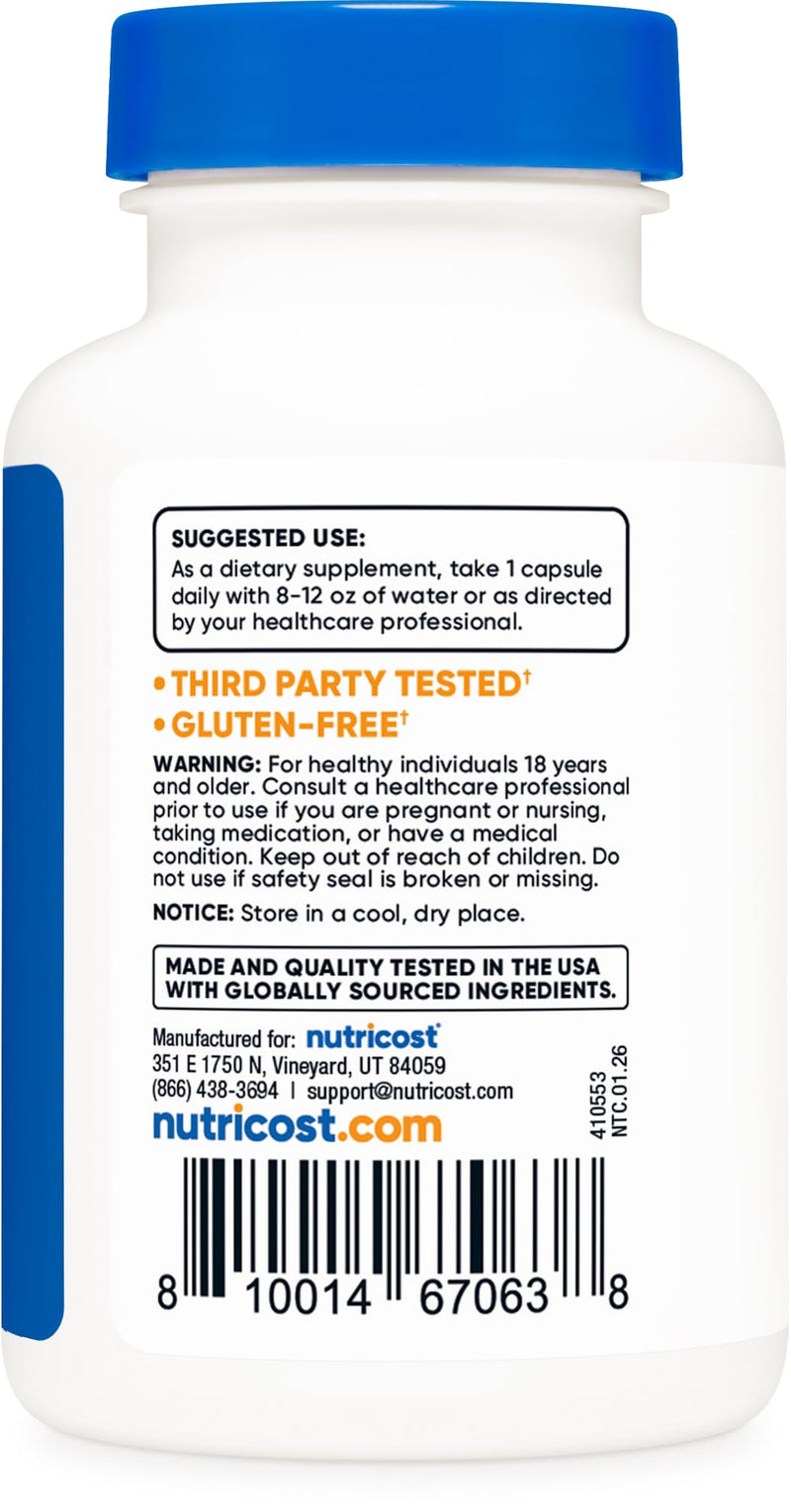 Nutricost Beta Glucan 500mg 1,3/1,6 D-Glucan, 60 Vegetarian Capsules - Gluten Free, Non-GMO (Pack of 3) 60 Count (Pack of 3)