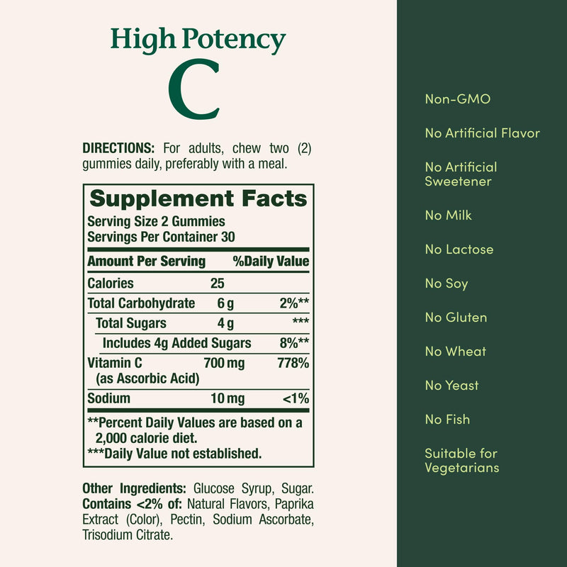 Nature's Bounty Vitamin C Gummies 700mg, High Potency Vitamin C Chewable Gummies for Adults, Immune Support Supplement, Dietary Supplement, Orange Flavor, 60 Ct (Pack of 2) 60 Count (Pack of 2)