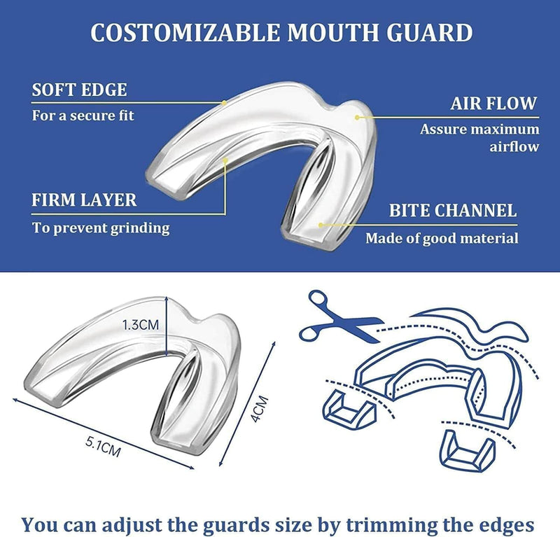 Mouth Guard for Clenching Teeth at Night, Night Guards for Teeth Grinding, Mouth Guard for Grinding Teeth at Night, Reusable Teeth Grinding Mouth Guard, Mouthguards for Grinding of Teeth (4 Piece Set) - BeesActive Australia