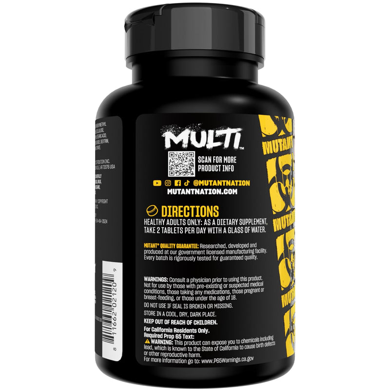 Mutant Multi, Multivitamin, 70 Vitamins, Minerals & Antioxidants, 60 Caps Unflavored 1 Count (Pack of 1)