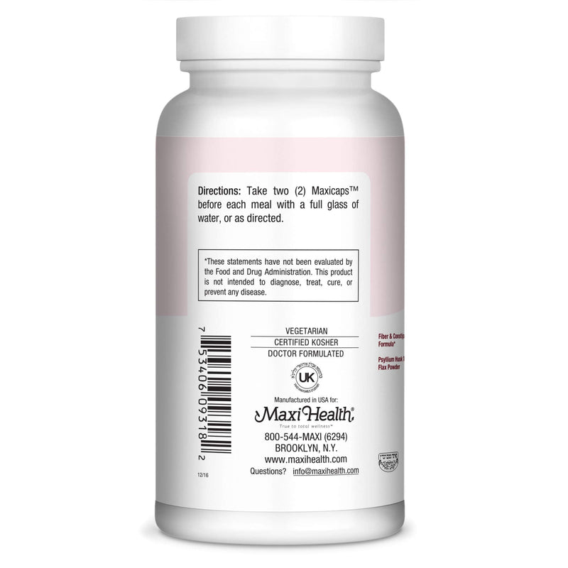 Maxi Health Fibermax Supreme – Fiber Capsules for Gentle Digestive and Gut Support – Vegetarian Psyllium Husk Capsules – Kosher Fiber Supplement for Men and Women (180 Count) 180 Count (Pack of 1)